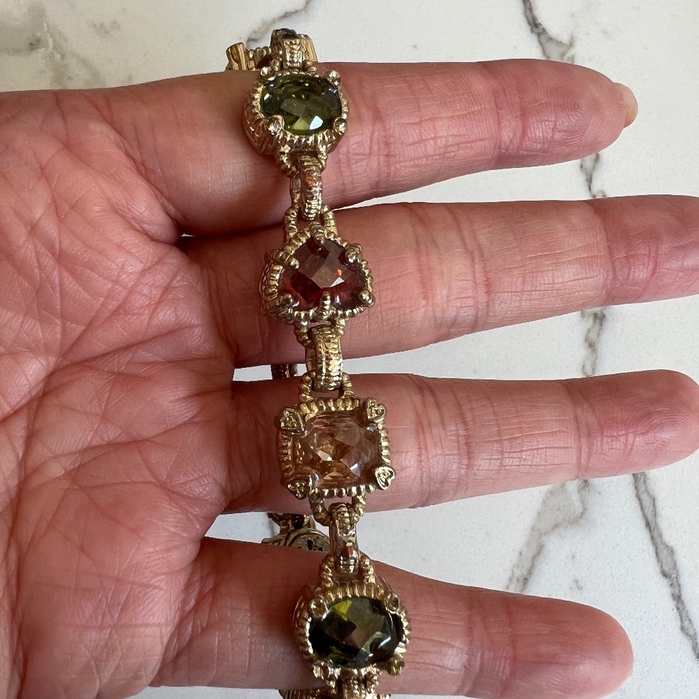 Multi color crystal and gold bracelet -